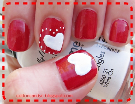  Candy Blog: Tutorial: Valentine's Day Nails #4: Simple Heart Nail Art